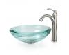Kraus C-GV-150-19mm-1005SN Clear 34Mm Edge Glass Vessel Sink And Riviera Faucet Satin Nickel Kraus C-GV-150-19mm-1005SN Clear 34Mm Edge Glass Vessel Sink And Riviera Faucet Satin Nickel