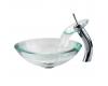 Kraus C-GV-150-19mm-10CH Chrome Clear 34Mm Edge Glass Vessel Sink And Waterfall Faucet Kraus C-GV-150-19mm-10CH Chrome Clear 34Mm Edge Glass Vessel Sink And Waterfall Faucet