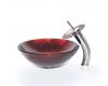 Kraus C-GV-200-12mm-10SN Irruption Red Glass Vessel Sink And Waterfall Faucet Satin Nickel Kraus C-GV-200-12mm-10SN Irruption Red Glass Vessel Sink And Waterfall Faucet Satin Nickel