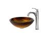 Kraus C-GV-390-19mm-1005CH Chrome Midas Glass Vessel Sink And Riviera Faucet