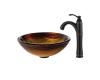 Kraus C-GV-390-19mm-1005ORB Midas Glass Vessel Sink And Riviera Faucet Oil Rubbed Bronze