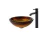 Kraus C-GV-390-19mm-1007ORB Midas Glass Vessel Sink And Ramus Faucet Oil Rubbed Bronze
