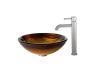 Kraus C-GV-390-19mm-1007SN Midas Glass Vessel Sink And Ramus Faucet Satin Nickel Kraus C-GV-390-19mm-1007SN Midas Glass Vessel Sink And Ramus Faucet Satin Nickel