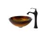 Kraus C-GV-390-19mm-15000ORB Midas Glass Vessel Sink And Ventus Faucet Oil Rubbed Bronze