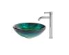 Kraus C-GV-391-19mm-1007CH Chrome Nei Glass Vessel Sink And Ramus Faucet