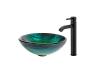 Kraus C-GV-391-19mm-1007ORB Nei Glass Vessel Sink And Ramus Faucet Oil Rubbed Bronze