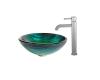 Kraus C-GV-391-19mm-1007SN Nei Glass Vessel Sink And Ramus Faucet Satin Nickel