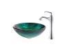 Kraus C-GV-391-19mm-15000CH Chrome Nei Glass Vessel Sink And Ventus Faucet