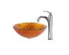 Kraus C-GV-392-19mm-1005CH Chrome Blaze Glass Vessel Sink And Riviera Faucet