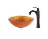 Kraus C-GV-392-19mm-1005ORB Blaze Glass Vessel Sink And Riviera Faucet Oil Rubbed Bronze Kraus C-GV-392-19mm-1005ORB Blaze Glass Vessel Sink And Riviera Faucet Oil Rubbed Bronze