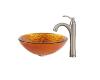 Kraus C-GV-392-19mm-1005SN Blaze Glass Vessel Sink And Riviera Faucet Satin Nickel Kraus C-GV-392-19mm-1005SN Blaze Glass Vessel Sink And Riviera Faucet Satin Nickel