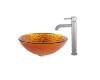 Kraus C-GV-392-19mm-1007SN Blaze Glass Vessel Sink And Ramus Faucet Satin Nickel Kraus C-GV-392-19mm-1007SN Blaze Glass Vessel Sink And Ramus Faucet Satin Nickel