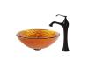 Kraus C-GV-392-19mm-15000ORB Blaze Glass Vessel Sink And Ventus Faucet Oil Rubbed Bronze