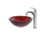 Kraus C-GV-393-19mm-1005CH Chrome Nix Glass Vessel Sink And Riviera Faucet