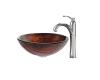 Kraus C-GV-394-19mm-1005CH Chrome Titania Glass Vessel Sink And Riviera Faucet