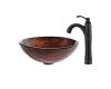 Kraus C-GV-394-19mm-1005ORB Titania Glass Vessel Sink And Riviera Faucet Oil Rubbed Bronze