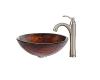 Kraus C-GV-394-19mm-1005SN Titania Glass Vessel Sink And Riviera Faucet Satin Nickel Kraus C-GV-394-19mm-1005SN Titania Glass Vessel Sink And Riviera Faucet Satin Nickel