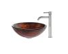 Kraus C-GV-394-19mm-1007CH Chrome Titania Glass Vessel Sink And Ramus Faucet