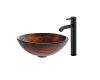 Kraus C-GV-394-19mm-1007ORB Titania Glass Vessel Sink And Ramus Faucet Oil Rubbed Bronze