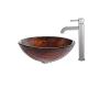 Kraus C-GV-394-19mm-1007SN Titania Glass Vessel Sink And Ramus Faucet Satin Nickel Kraus C-GV-394-19mm-1007SN Titania Glass Vessel Sink And Ramus Faucet Satin Nickel