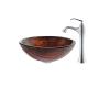 Kraus C-GV-394-19mm-15000CH Chrome Titania Glass Vessel Sink And Ventus Faucet