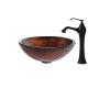 Kraus C-GV-394-19mm-15000ORB Titania Glass Vessel Sink And Ventus Faucet Oil Rubbed Bronze