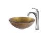 Kraus C-GV-395-19mm-1005CH Chrome Terra Glass Vessel Sink And Riviera Faucet
