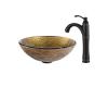 Kraus C-GV-395-19mm-1005ORB Terra Glass Vessel Sink And Riviera Faucet Oil Rubbed Bronze