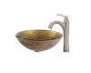 Kraus C-GV-395-19mm-1005SN Terra Glass Vessel Sink And Riviera Faucet Satin Nickel Kraus C-GV-395-19mm-1005SN Terra Glass Vessel Sink And Riviera Faucet Satin Nickel