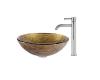 Kraus C-GV-395-19mm-1007CH Chrome Terra Glass Vessel Sink And Ramus Faucet