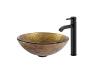Kraus C-GV-395-19mm-1007ORB Terra Glass Vessel Sink And Ramus Faucet Oil Rubbed Bronze