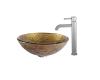 Kraus C-GV-395-19mm-1007SN Terra Glass Vessel Sink And Ramus Faucet Satin Nickel