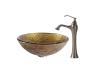 Kraus C-GV-395-19mm-15000BN Terra Glass Vessel Sink And Ventus Faucet Brushed Nickel Kraus C-GV-395-19mm-15000BN Terra Glass Vessel Sink And Ventus Faucet Brushed Nickel