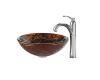 Kraus C-GV-396-19mm-1005CH Chrome Dryad Glass Vessel Sink And Riviera Faucet