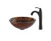Kraus C-GV-396-19mm-1005ORB Dryad Glass Vessel Sink And Riviera Faucet Oil Rubbed Bronze