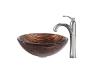 Kraus C-GV-398-19mm-1005CH Chrome Gaia Glass Vessel Sink And Riviera Faucet