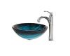 Kraus C-GV-399-19mm-1005CH Chrome Ladon Glass Vessel Sink And Riviera Faucet