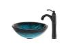 Kraus C-GV-399-19mm-1005ORB Ladon Glass Vessel Sink And Riviera Faucet Oil Rubbed Bronze