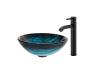 Kraus C-GV-399-19mm-1007ORB Ladon Glass Vessel Sink And Ramus Faucet Oil Rubbed Bronze