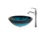 Kraus C-GV-399-19mm-15000CH Chrome Ladon Glass Vessel Sink And Ventus Faucet