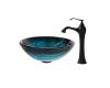 Kraus C-GV-399-19mm-15000ORB Ladon Glass Vessel Sink And Ventus Faucet Oil Rubbed Bronze