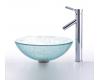 Kraus C-GV-500-12mm-1002CH Chrome Broken Glass Vessel Sink And Sheven Faucet