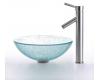 Kraus C-GV-500-12mm-1002SN Broken Glass Vessel Sink And Sheven Faucet Satin Nickel