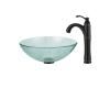 Kraus C-GV-500-12mm-1005ORB Broken Glass Vessel Sink And Riviera Faucet Oil Rubbed Bronze