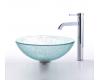 Kraus C-GV-500-12mm-1007CH Chrome Broken Glass Vessel Sink And Ramus Faucet