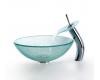 Kraus C-GV-500-12mm-10CH Chrome Broken Glass Vessel Sink And Waterfall Faucet Kraus C-GV-500-12mm-10CH Chrome Broken Glass Vessel Sink And Waterfall Faucet