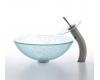Kraus C-GV-500-12mm-10SN Broken Glass Vessel Sink And Waterfall Faucet Satin Nickel Kraus C-GV-500-12mm-10SN Broken Glass Vessel Sink And Waterfall Faucet Satin Nickel