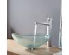 Kraus C-GV-500-12mm-15500CH Chrome Broken Glass Vessel Sink And Virtus Faucet