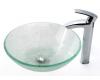 Kraus C-GV-500-12mm-1810CH Chrome Broken Glass Vessel Sink And Visio Faucet