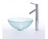 Kraus C-GV-500-14-12mm-1002CH Chrome Broken Glass 14" Vessel Sink And Sheven Faucet Kraus C-GV-500-14-12mm-1002CH Chrome Broken Glass 14" Vessel Sink And Sheven Faucet